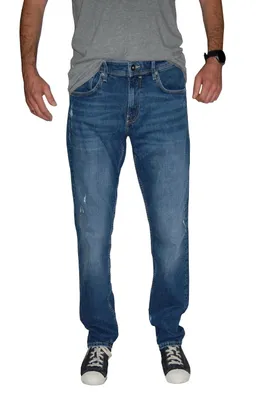 Produktbild von Esprit Herren Slim Jeans Stretch Denim Mid Blue Used Destroyed Straight Hose L34