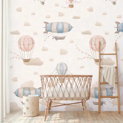 Produktbild von Profhome 770611-GU Fototapete Kindertapete creme beige blau rosa 1,59 m x 2,8 m