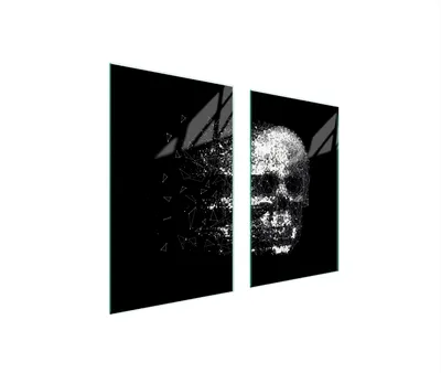 Immagine prodotto di Piastre copri fornelli 2 pezzi 75x52 Copri piano cottura in Vetroceramica tagliere in vetro teschio nero