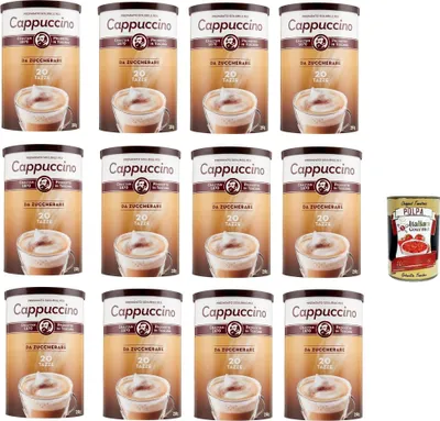 Produktbild von Crastan Cappuccino Classico da zuccherare Instantkaffee, Cappuccino löslicher ungesüßt 12x 250g + Italian Gourmet polpa 400g