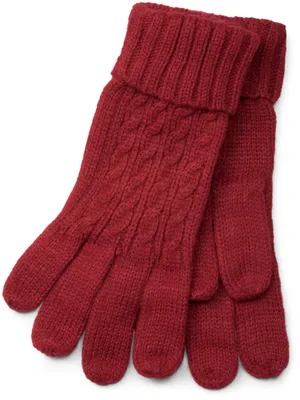 Produktbild von styleBREAKER Damen Handschuhe mit Zopfmuster und doppeltem Bund, warme Strickhandschuhe, Fingerhandschuhe 09010009