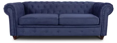 Produktbild von Sofa Chesterfield Asti 3-Sitzer, Couchgarnitur 3-er, Sofagarnitur, Couch mit Holzfüße, Polstersofa - Glamour Design (Blau (Capri 89))