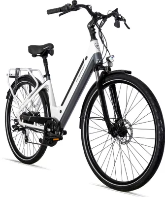 Produktbild von Bergsteiger Hampton 28 Zoll City E-Bike mit 250 Watt Motor, Scheibenbremsen, Aluminium Ebike für Damen & Herren, Farbdisplay, Elektrofahrrad mit Shimano 6 Gang-Schaltung