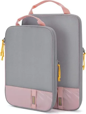 Immagine prodotto di INF Set di 2 cubi organizzatori per valigie per l'organizzazione dei viaggi Rosa