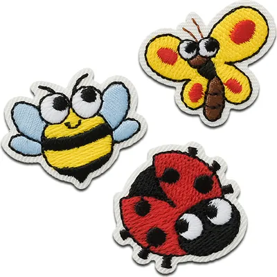 Produktbild von Mono-Quick Recycl-Patch Wiesentiere Trio Tier - Aufnäher, Bügelbild, Aufbügler, Applikationen, Patches, Flicken, zum aufbügeln, Größe: 2,5 x 2,6 cm