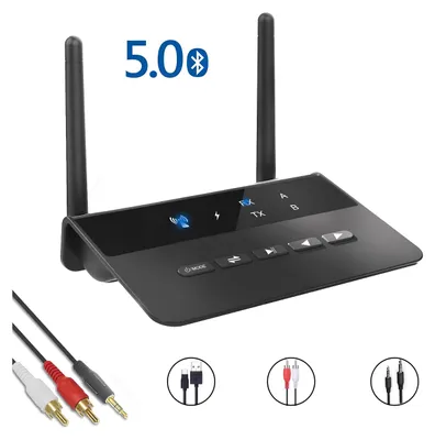 Produktbild von ANTCOOL 80M Bluetooth 5.0 Sender-Empfänger Aptx HD LL Low Latency Wireless Audio Adapter 3.5mm AUX RCA Buchse für PC TV Headset