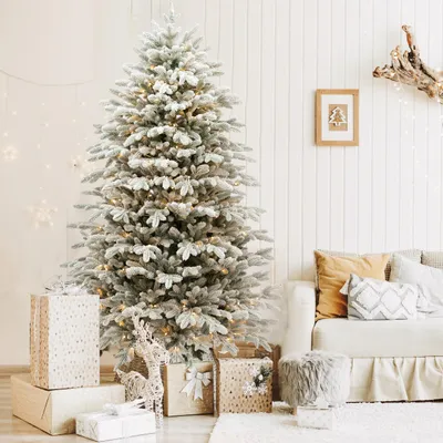 Produktbild von Künstlicher drehbarer Weihnachtsbaum Schneetanne 180 cm mit 220 Warmweiße LED,592 Spitzen,PVC, stabiler Metallfuß, 46 Zweige,Tannenbaum, Christbaum