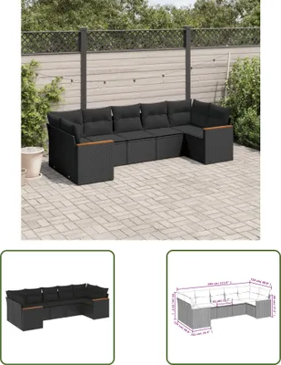 Produktbild von The Living Store 7-tlg. Garten-Sofagarnitur mit Kissen Schwarz Poly Rattan