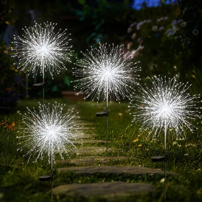 Produktbild von LED Solarleuchte Solarlampen Garten 120 LED Feuerwerk Solarleuchten gartendeko, solarlampen für außen, Warmweiß, Tageslichtweiß, 8 Modi mit Erdspieß