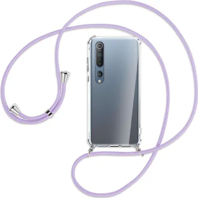 Produktbild von Handykette Backcover-Schutzhülle mit Band (Metall silberfarben) für Xiaomi Mi 10 (Pro) - violett