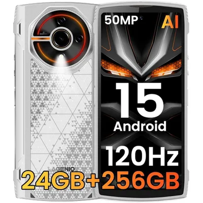 Produktbild von LAGENIO Panther2 Pro Weiß Outdoor Handy Smartphone, 6,7" 120Hz GPS, 50MP Kamera, IP68 Wasserdicht, Fallschutz Baustelle, 5150mAh lange Akkulaufzeit