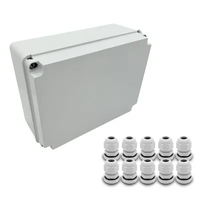 Produktbild von ARLI SET: Abzweigdose IP67 Aufputz 310 x 230 x 130 mm + 10x Kabelverschraubungen M16 x 1,5 mm
