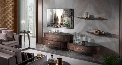 Produktbild von Design Wohnwand Sideboard 2x Wandablage rtv Kommode Anrichte 4 tlg. Set RTV