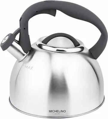 Produktbild von MICHELINO Wasserkessel Flötenkessel 2,5L Edelstahl für alle Herdarten geeignet Grau