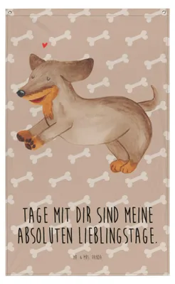 Produktbild von Mr. & Mrs. Panda Wandbehang Hund Dackel - Hundeglück - Geschenk, Herz, Sprüche, Hängedeko, Gobelin, Wandteppich, Tapestry, Wandbild, Hunde, Boho