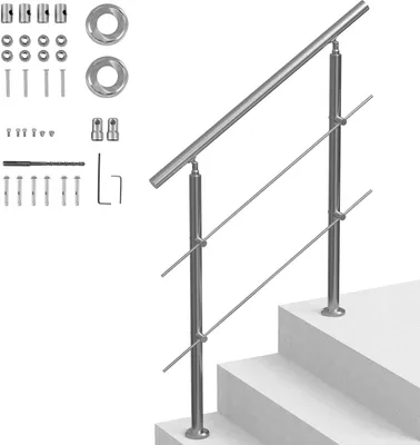 Zdjęcie produktu dla Poręcz Poręcz schodowa ze stali nierdzewnej 2 poprzeczki 1000x104x1060mm