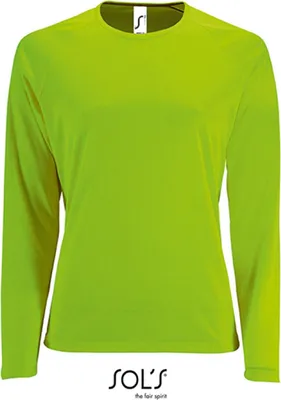 Zdjęcie produktu dla SOLs 02072 | Damska koszulka sportowa z długim rękawem Sporty - Kolor: Neon Green - Rozmiar: L