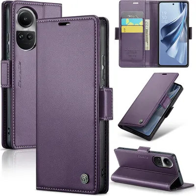 Obrázek produktu pro Oppo Reno10 Case, kožené peněženkové pouzdro s funkcí stojánku pro Oppo Reno10 / Reno10 Pro Purple