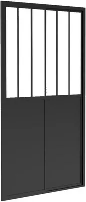 Produktbild von Duschtrennwand Seitenwand Schiebetür - 120 x 195 cm - Industrial Style - Schwarz matt - URBANIK
