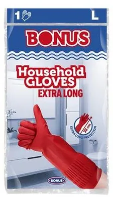 Produktbild von Haushaltsgummihandschuhe, rot, Latex, extra lang, 38 cm, Größe 5,5 mm, B. L, BONUS B067