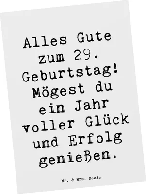 Produktbild von Mr. & Mrs. Panda Postkarte Spruch 29. Geburtstag - Weiß - Geschenk, Happy Birthday, Alter, Ansichtskarte, persönliche Geschenke, Ansichtskarten, Grußkarte, Erinnerungen