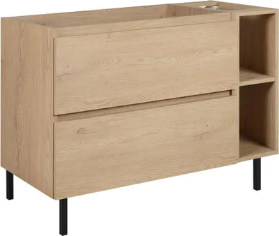 Image de ARMOIRE DE SALLE DE BAINS 100 cm (80 + 20) + pieds, couleur : chêne clair, 100 x 46 x 80,7 cm