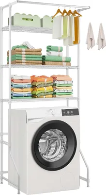 Produktbild von VEVOR Überkopf-Lagerregal für Waschmaschine und Trockner, dreistöckiges Trockengestell, einstufig verstellbar, für Lagerung und Organisation, weiß