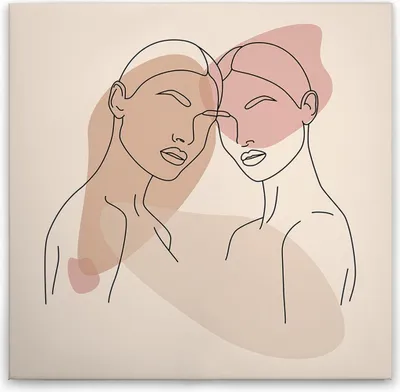 Produktbild von TADESSI Leinwandbild Silhouetten Oneliner - Wandbild 40 x 40 cm - Kunstdruck auf Leinwand in Creme Beige - M1-No.51579