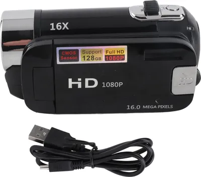 Zdjęcie produktu dla Kamera wideo z 2,4-calowym kolorowym ekranem i światłem wypełniającym 16 MP 1080p 16-krotny zoom cyfrowy Kamera z funkcją nagrywania w pętli, zapobiegająca wstrząsom, do nagrywania w podróży Czarny Czarny