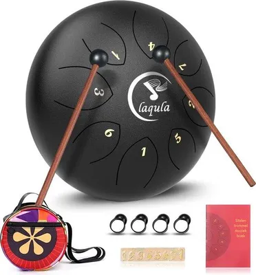 Produktbild von Famanu Tongdrum - 6 Zoll, 8 Töne, Handpan Drum mit Musikbuch, Schlägel und Tragetasche