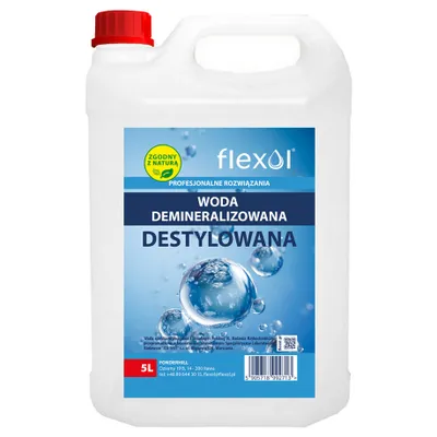 Produktbild von FLEXOL – Entmineralisiertes / Destilliertes Wasser – 5 L Für Technik, Haushalt und Industrie | Rückstandsfrei | Vielseitig anwendbar