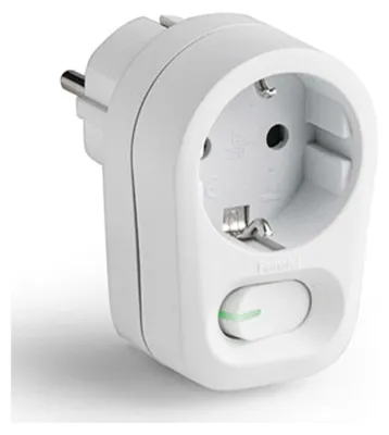 Image de Adaptateur Schuko 1 Prise 2 Broches + Transistor Avec Interrupteur Ip20 Blanc, Blister
