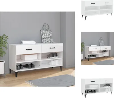 Immagine prodotto di vidaXL Scarpiera bianca lucida 102x35x55 cm in legno - Scarpiere e armadietti