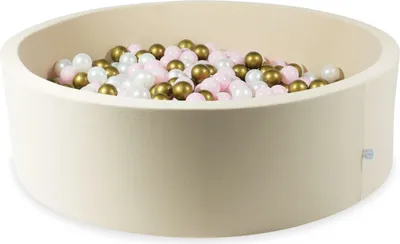 Produktbild von Trockenpool 130x40 beige mit 700 Bällen: Perlmutt, Hellrosa, Altgold