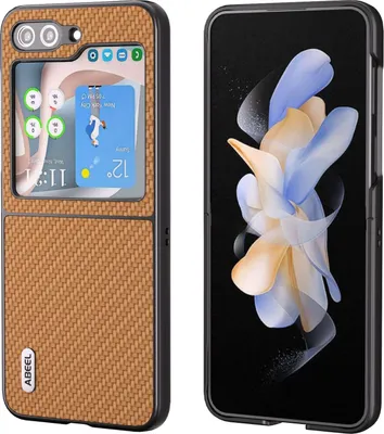 Produktbild von Für Samsung Galaxy Z Flip5 5G Carbon Textur Handy Schutz Hülle Cover Hellbraun
