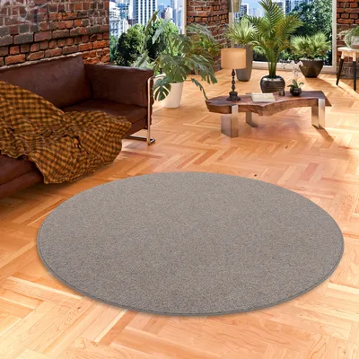 Produktbild von Natur Teppich Wolle Berber Anthrazit Rund, Größe:400 cm Rund