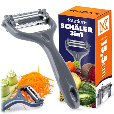 Produktbild von KADAX Schäler aus Kunststoff, 3 in 1, Universalschäler mit 3 Klingen aus Edelstahl für Obst