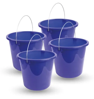 Image de Seau avec anse métallique bleu foncé - 5 litres - pack de 4 ( 4 pièces )