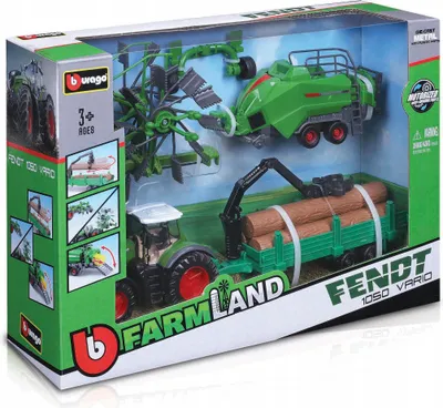 Produktbild von Bburago 10 cm Farm tractor Gift Set – Fendt 1050 Vario mit 3 Anhängern