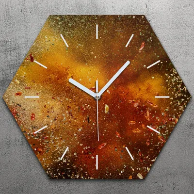 Produktbild von Uhr hexagonal 40 cm Glas Geräuschlos weiße Zeiger - Gewürz Küche
