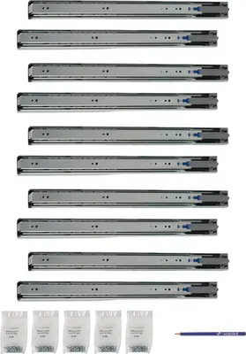 Produktbild von Schubladenschienen 450mm softclose Kugelführung - Vollauszug mit integrierter Dämpfung, 32-Systemlochung - 5 Paar