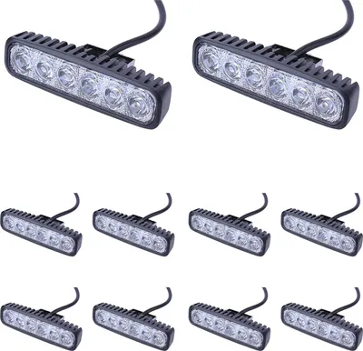 Immagine prodotto di Greenmigo 10x 18W Faro LED fuoristrada Lampada Flood Faro da lavoro Luce di lavoro a LED 12V 24V Faro supplementare Faro di retromarcia per trattore Escavatore SUV - 60 gradi Impermeabile IP67 1560LM