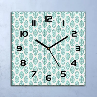 Produktbild von Wanduhr Echt-Glas-Küchenuhr Blätter blau weiß Quarz Lautlos 30x30 Deko Bilder