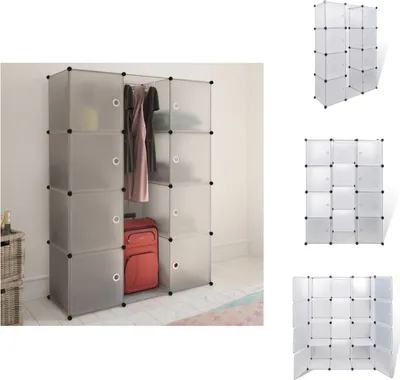 Produktbild von vidaXL Modularer Schrank mit 9 Fächern 37x115x150 cm Weiß -  Kleiderschränke