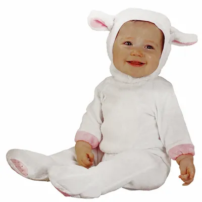 Produktbild von Baby Lamm Kostüm (Strampler) Größe: 68-80 (ca. 6-12 Monate)