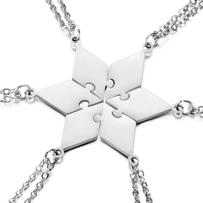 Produktbild von Freundschaftskette für 6 Personen - Puzzleförmige Stahlanhänger - X00092
