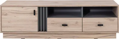 Produktbild von Wohnzimmer-Lowboard 155 cm breit in Eiche Nb. mit 1 Tür, 2 Schubladen ANTIGUA-133