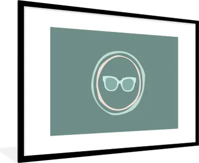 Produktbild von MuchoWow® Gerahmtes Poster Sommer - Sonnenbrille - Pastell 90x60 cm - Poster mit Schwarzem Bilderrahmen Wandposter Rahmen Foto Bilder - Wanddekoration - Fotos