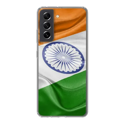 Produktbild von MuchoWow® Handyhülle Schutzhülle Hülle für Samsung Galaxy S21 FE Nahaufnahme der Flagge von Indien Silikon Softcase Handy Hülle - Mobiltelefonhülle
