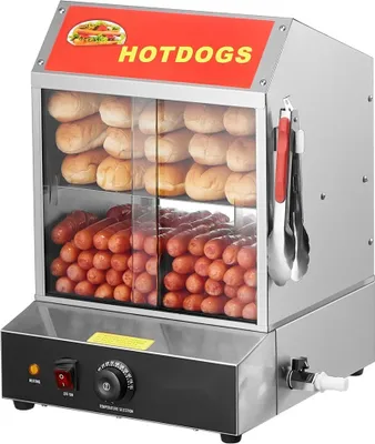 Immagine prodotto di Vaporizzatore commerciale per hot dog con scalda-panini - Elettrico 27L - 2 fasi per catering ed eventi